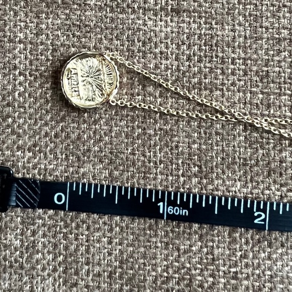 Amrita Singh Gold Necklace 16" w/ 2" Extender Crystal Sparkle Disc/Pendant - Picture 8 of 8